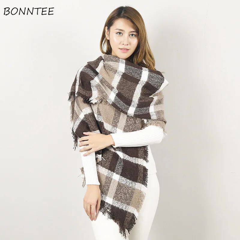 

Scarves Women 2020 Autumn Winter Warm Thick Plaid Fashion Scarf Womens Large Elegant Tassel Shawl Korean Kawaii Soft Lady Scarfs