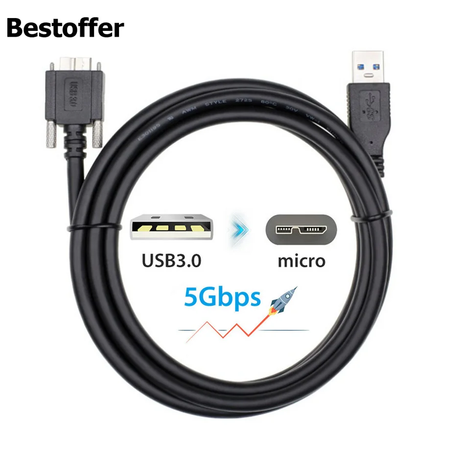 2 м USB 3 0 A type кабель к Micro B Male с крепежными винтами M/M для жесткого диска смартфона 200