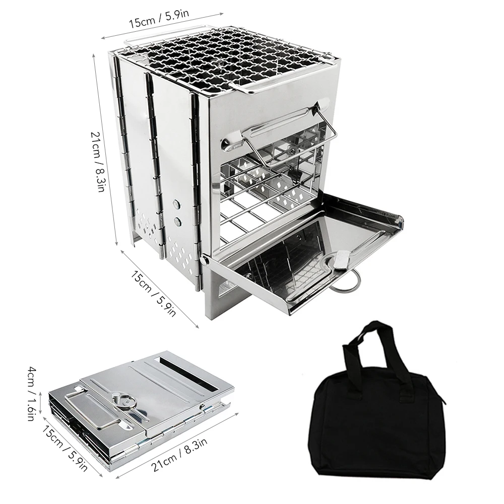 Дровяная печь складной альпинизмом дровяной печи барбекю гриль с сумкой для
