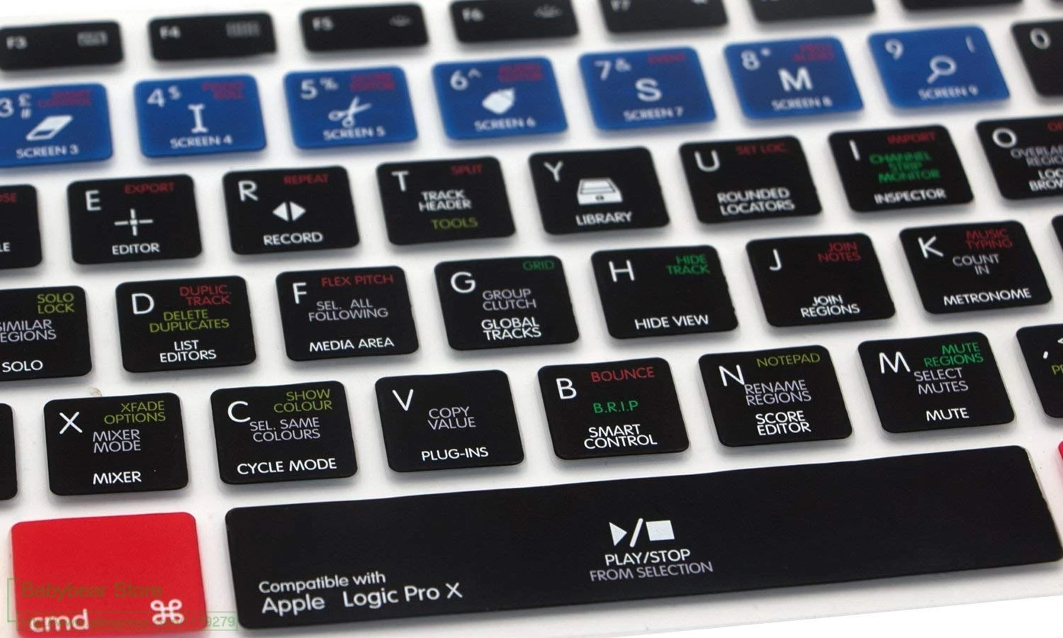 Силиконовый чехол для клавиатуры Logic Pro X функциональные клавиши быстрого доступа