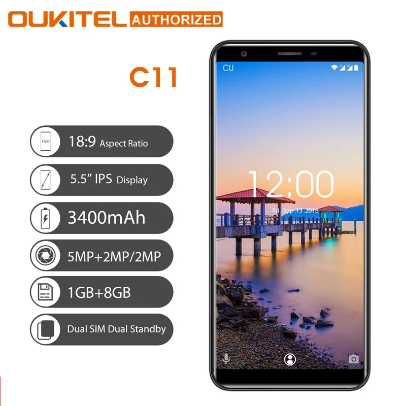 Оригинальный OUKITEL C11 5 дюйма Android 8 1 мобильный телефон 4 ядра 3g смартфон 1G