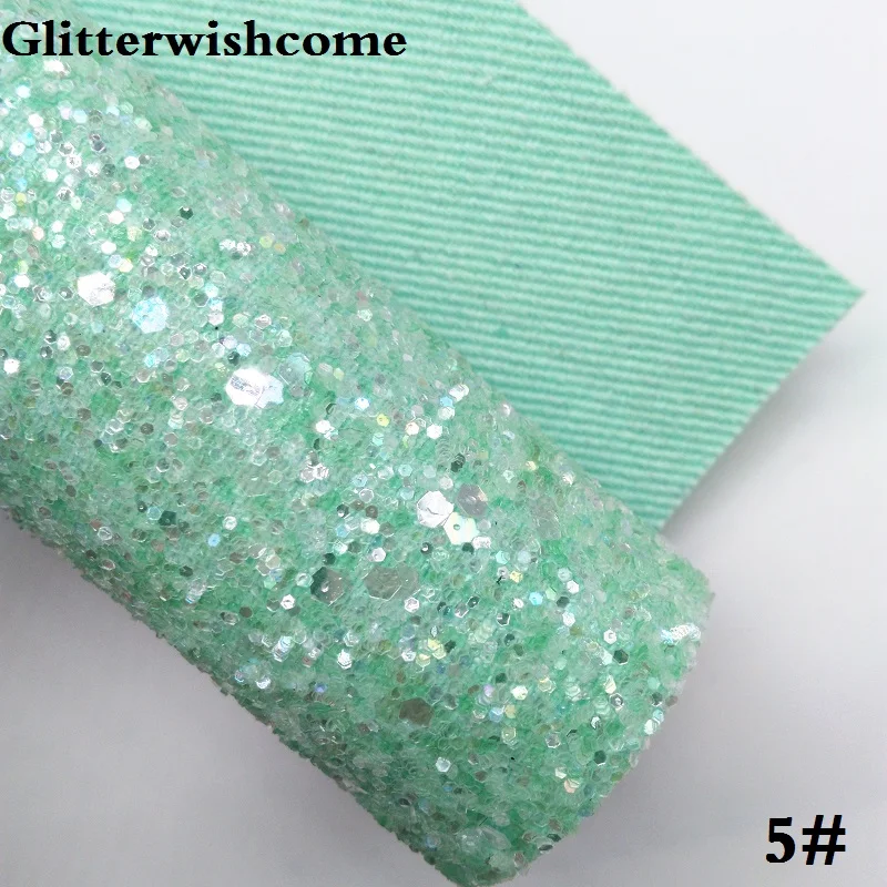 5 Glitterwishcome 21X29 см A4 Размер синтетическая кожа, соответствующий цвет подложки, толстый блеск кожа винил для луков, GM033A - Цвет: 5