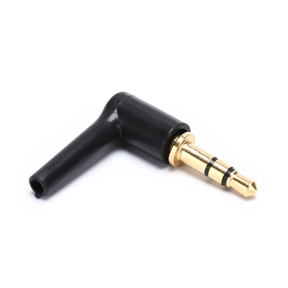 2pcs/lot 3.5mm Stereo Headset Plug Jack 3 4 Pole 3.5 Gold Plated 90 Degrees Black Audio Plugs Adaptor Connector | Обустройство дома