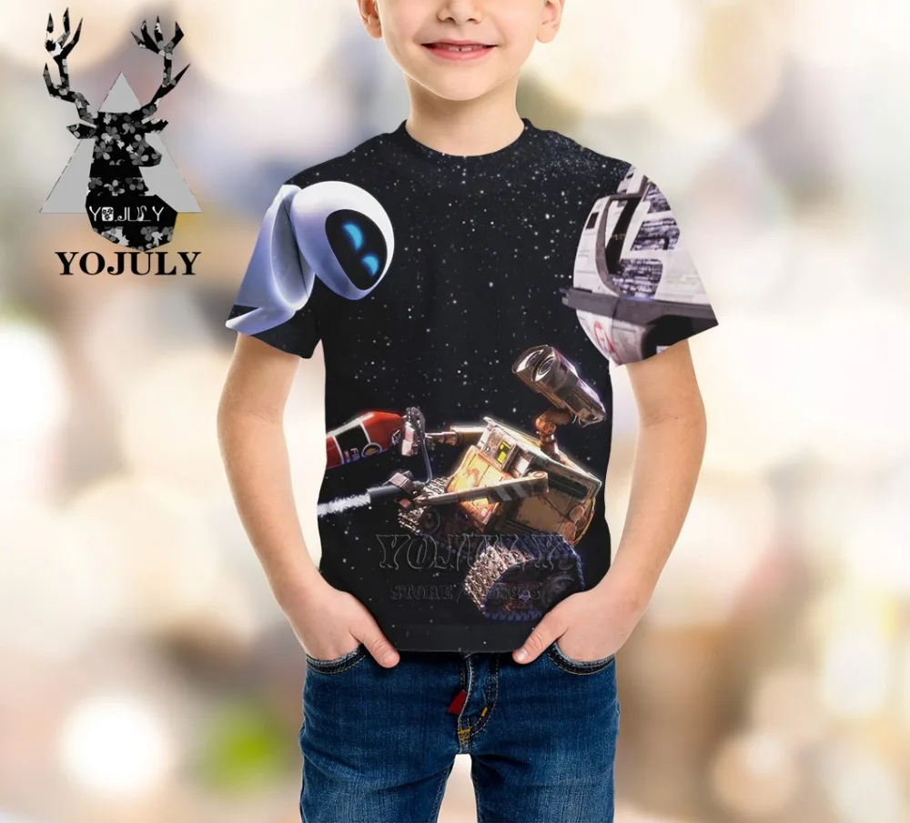YOJULY Robot WALL. E/футболка с 3d принтом для мальчиков и девочек-подростков детская Милая футболка с короткими рукавами Топы, детская одежда лето A111