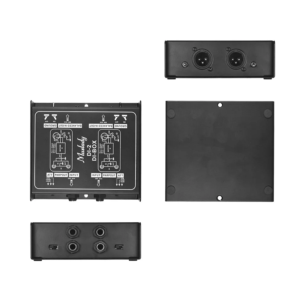 Muslady DI 2 Профессиональный двухканальный пассивный Box прямой впрыск аудио