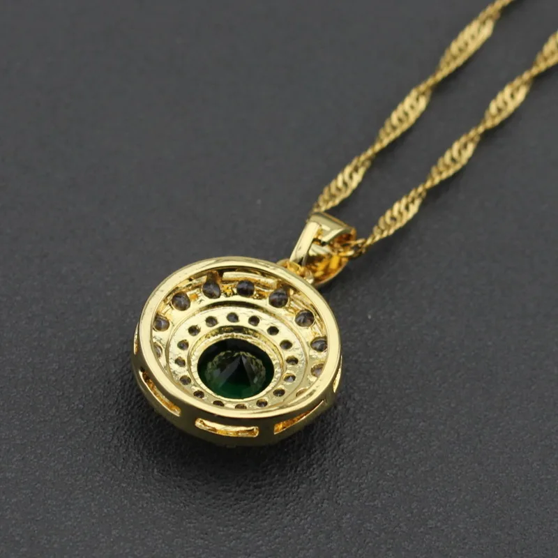 Элегантный женский комплект украшений с зеленым цирконием и белым кристаллом