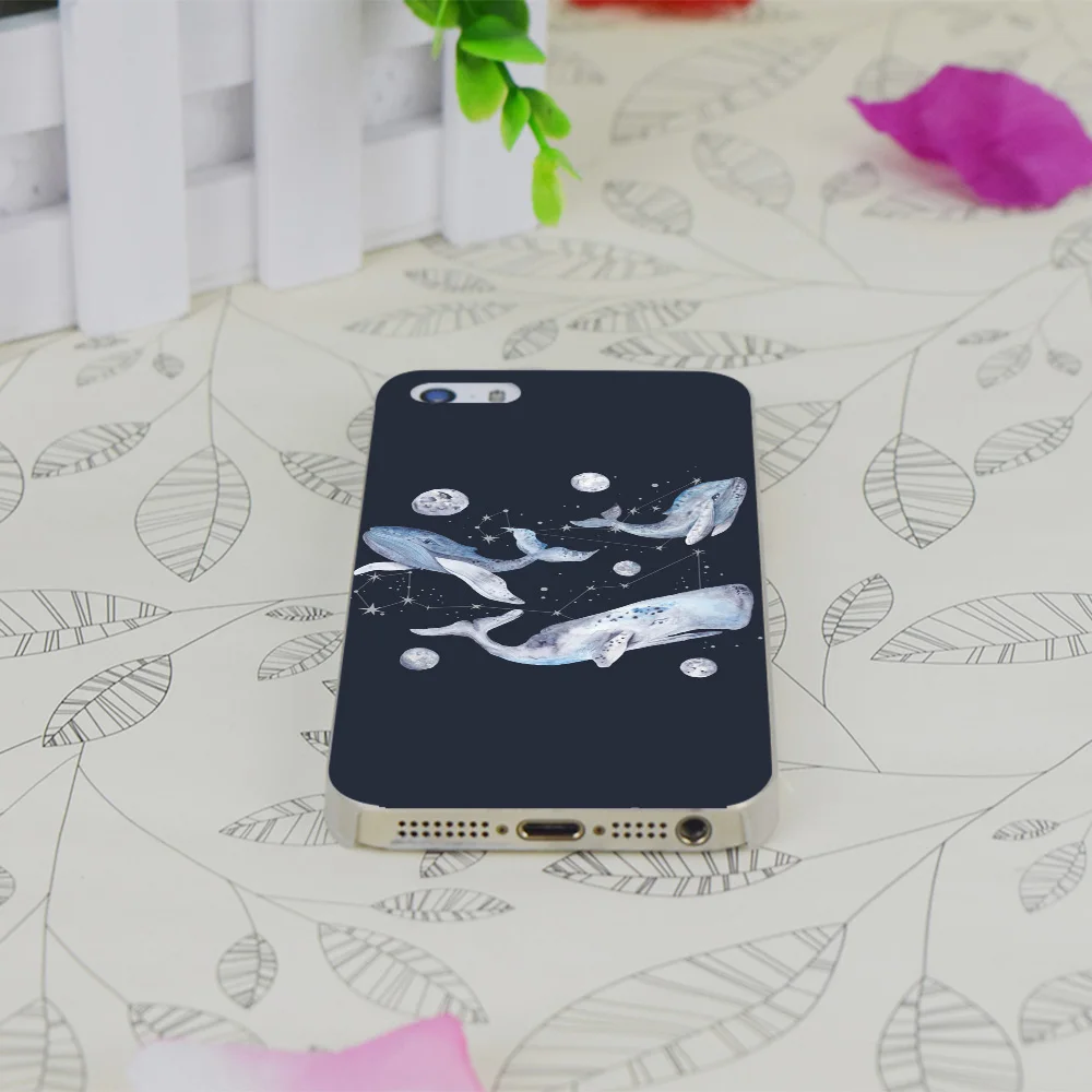 C2333 Whales And Stars Transparent Hard Thin Case Skin Cover For Apple IPhone 4 4S 4G 5 5G 5S SE 5C 6 6S Plus |