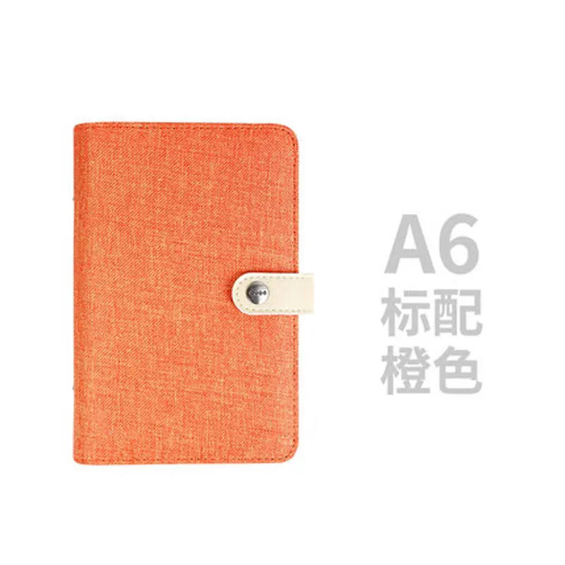 Yiwi A5 A6 Color Cloth Material Cover Notebook Snap Planner Journal Organizer Binder Stationery - Цвет: a6 Orange