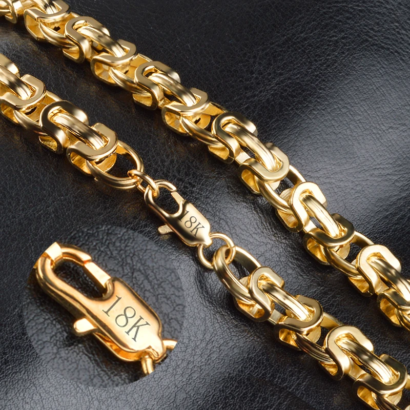 

Mens Necklace Gold Color Curb Cuban Link Gold Chain Necklaces for Men Women Wholesale Jewelry Fashion Gift Free Shipping