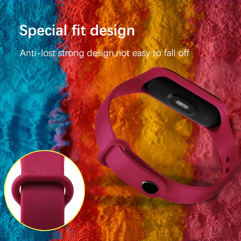 BOORUI новейший mi band 3 ремешок pulsera mi band 3 ремешок Силиконовый Модный ремешок на запястье Замена для xiaomi mi 3 Смарт-браслеты
