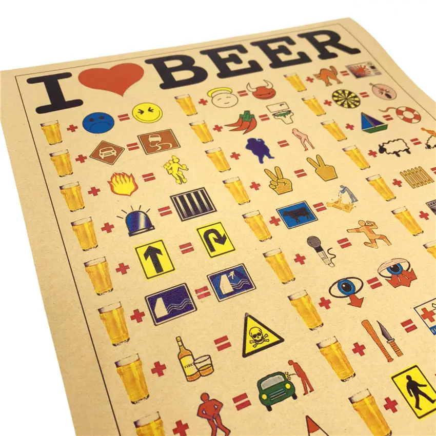 I LOVE BEER FUN винтажные постеры креативные крафт бумага живопись бар паб