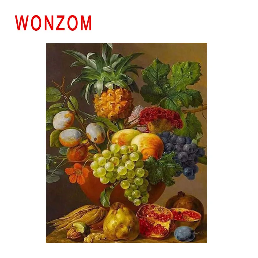WONZOM виноградный ананас Diy Краска по номерам фруктовая масляная краска ing Куадрос