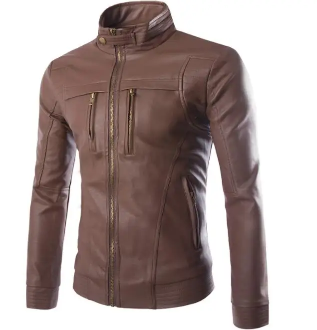 Y212 Brown Новая мотоциклетная куртка из искусственной кожи мужские винтажные Ретро мото искусственная Панк кожаные куртки одежда для мотоцикла пальто приталенный Размер M-4XL - Цвет: Y212 Brown