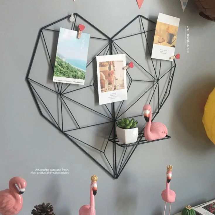 

TECHOME Modern Home Bedroom Decoration Photo Wall Heart Shaped Storage Holder Photo Hanging Craft Fashion Background Wall Decor
