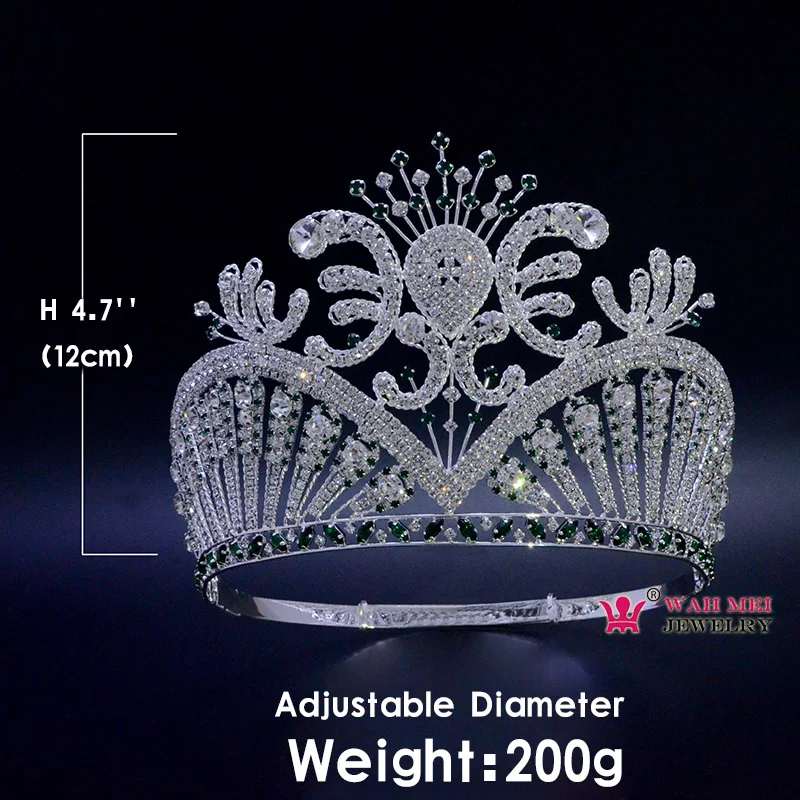 Miss beauty Pageant Crown, Высококачественная тиара, зеленые австралийские стразы, ручная работа, регулируемая повязка на голову Mo250
