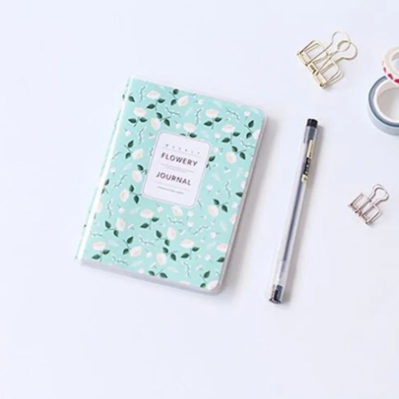 1 шт. A6 Kawaii PVC блокнот Bullet Journal Sketchbook милый дневник еженедельник блокнот офисные школьные канцелярские принадлежности 016033 - Цвет: Green floral