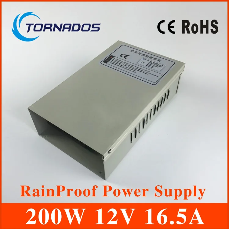 200W 12V 16.5A водонепроницаемый источник питания осветительные трансформаторы CE ROHS |