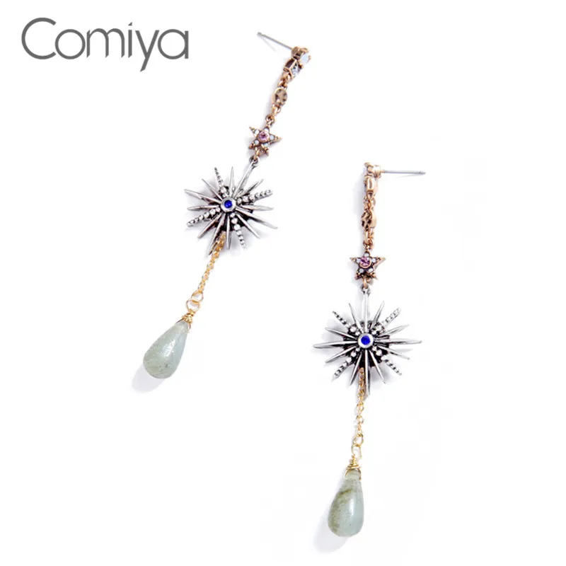 Бренд Comiya, серьги для женщин, звездный узор, длинный цинковый сплав, Букле д 'Орель, камень, Хрустальная мозаика, подвески в виде капель воды, серьги