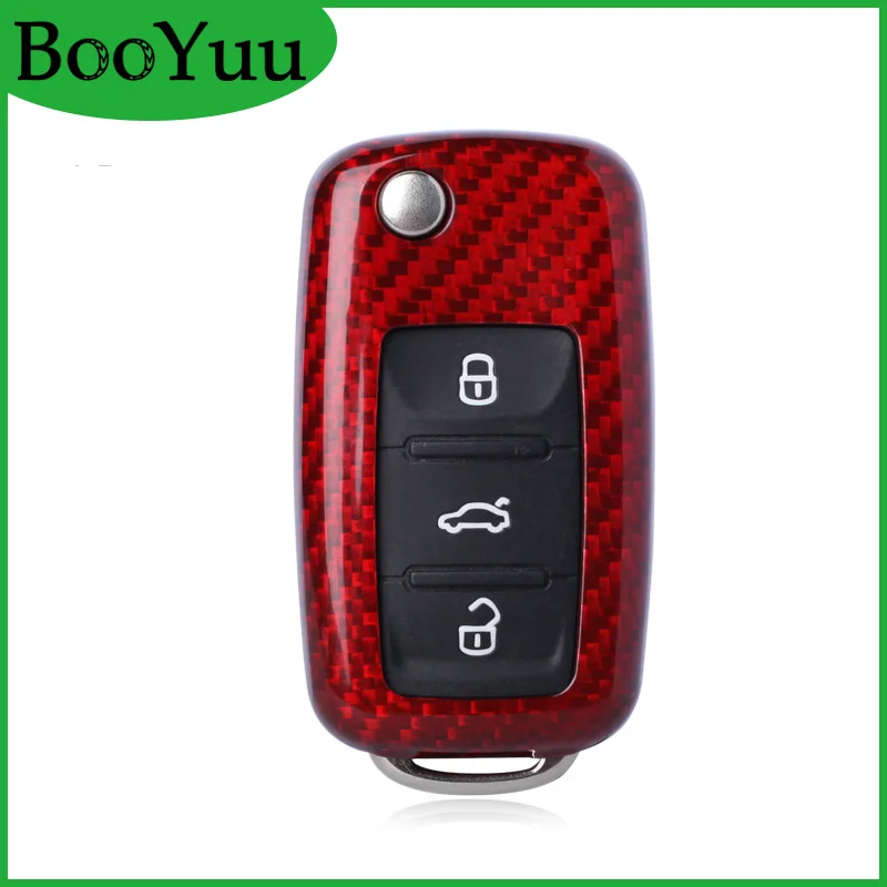 BooYuu 100% Carbon Fiber CAR key Cover shell Case For Volkswagen TIGUAN T.ouareg BORA LAVIDA Sagitar J.etta Gran Lavida | Автомобили и