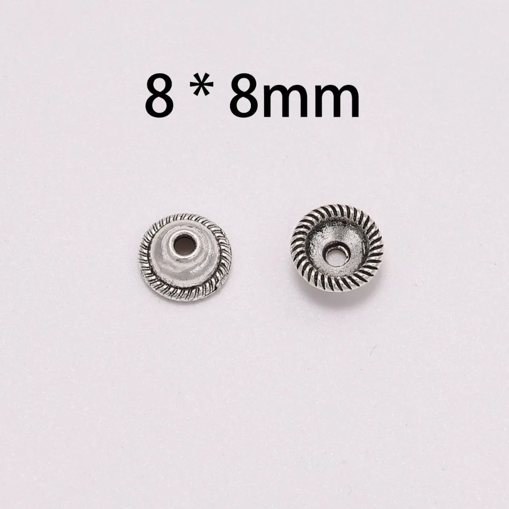 Тибетские антикварные круглые Концевики для бусин 50 шт./лот 8 мм розетка ажурные