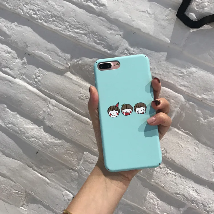 Милый Мультфильм Три куклы голова синий чехол для iPhone X XR XS Max 6 S 7 8 Plus Жесткий ПК