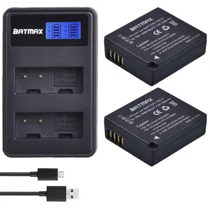 Аккумулятор BLG10 BLG10E DMW-BLE9, 2 шт., 1200 мАч + зарядное устройство с двумя USB-портами и ЖК-дисплеем для Panasonic LUMIX GF5 GF6 GX7 LX100 GX80 GX85
