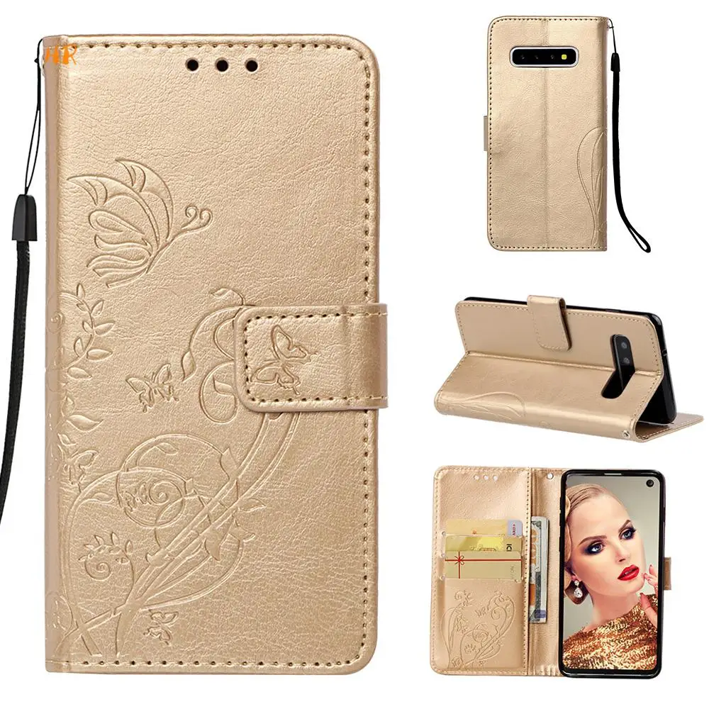 Кожаный чехол для samsung Galaxy J4 J6 A6 A7 A750 Fundas S10 S10e Plus чехол-книжка с бабочкой кошелек