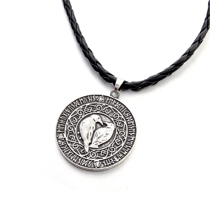 Ожерелье с подвеской в виде скандинавских викингов Одина круглый кулон двойной