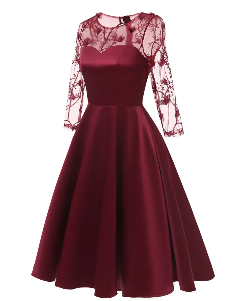 Женское кружевное платье с v-образным вырезом миди для выпускного вечера