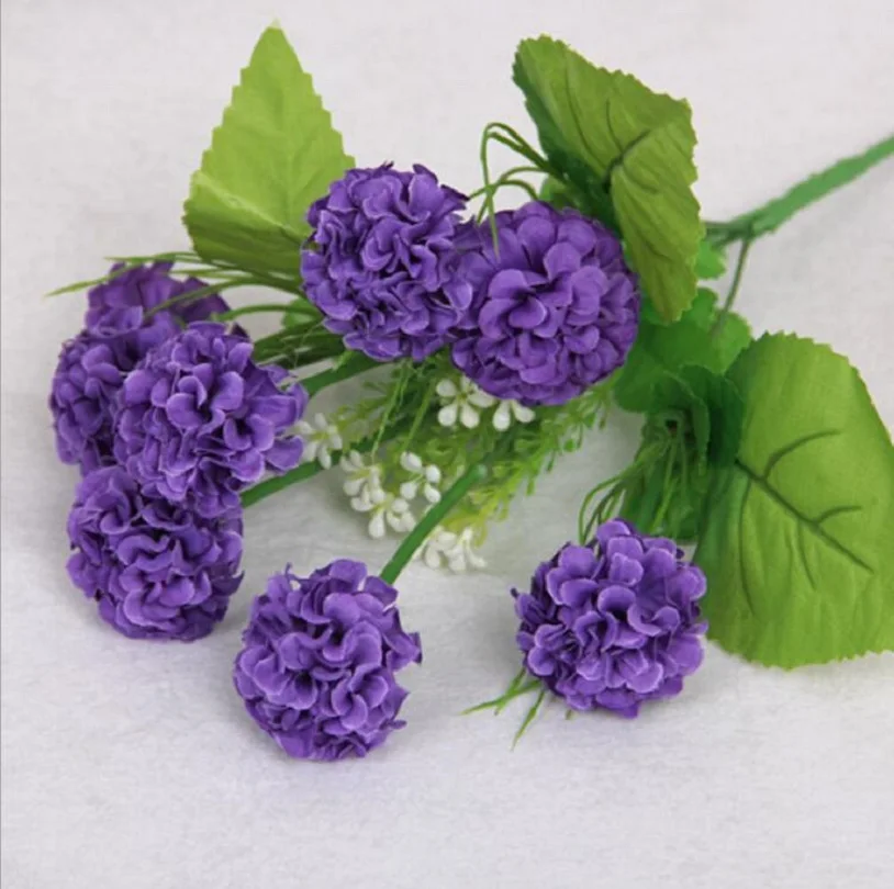 Искусственный шёлковый цветок гортензии с 8 головками 5 шт.|silk flower leaves|hydrangea silk