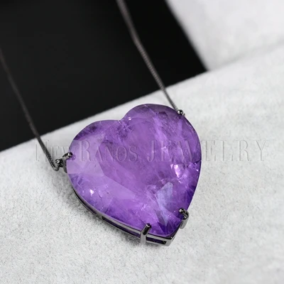 Purple Necklace Newranos набор ювелирных изделий с сердечком, натуральный камень, ожерелье, серьги, набор модных ювелирных изделий для женщин, модные ювелирные изделия PFX001142 - Окраска металла: Purple Necklace