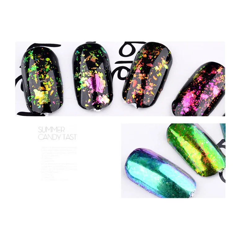 1 коробка амулеты 3D УФ-гель для дизайна ногтей акриловые хлопья волшебное зеркало