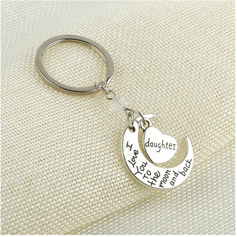 MISANANRYNE Sliver Color Alloy Keychains Mom I Love You To the Moon and Back Creative Heart Shape Key Chain Bag Pendant | Украшения и