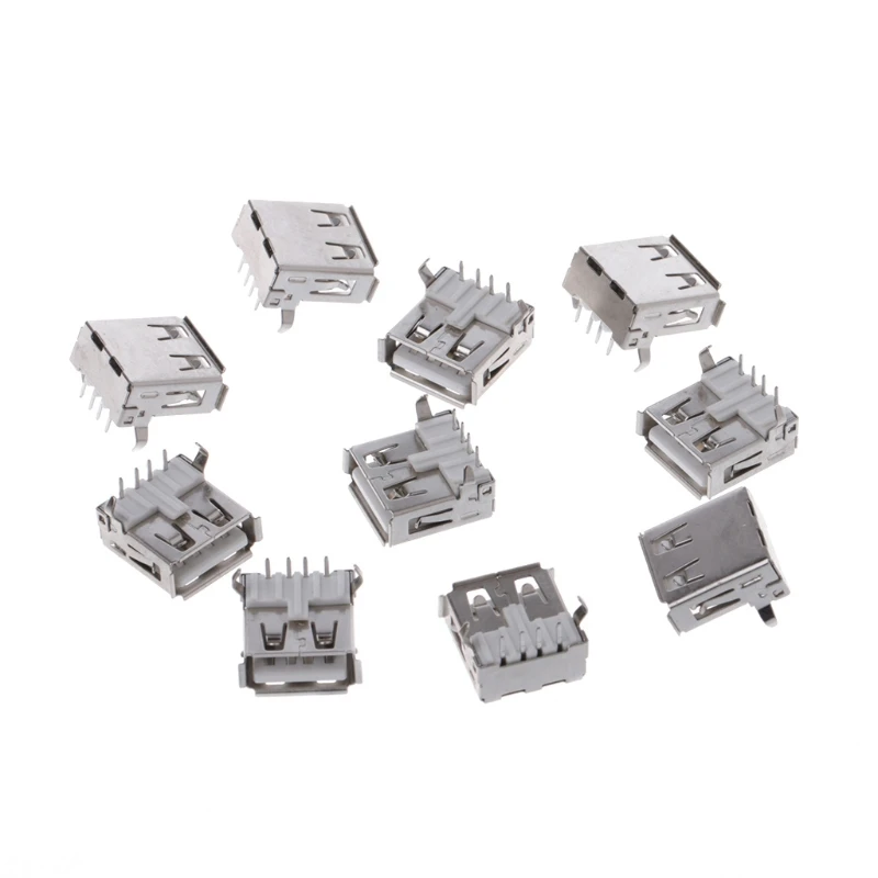 10 шт. 4 контактный разъем USB 2 0 типа A под прямым углом 90 градусов|4 pin female connector|4