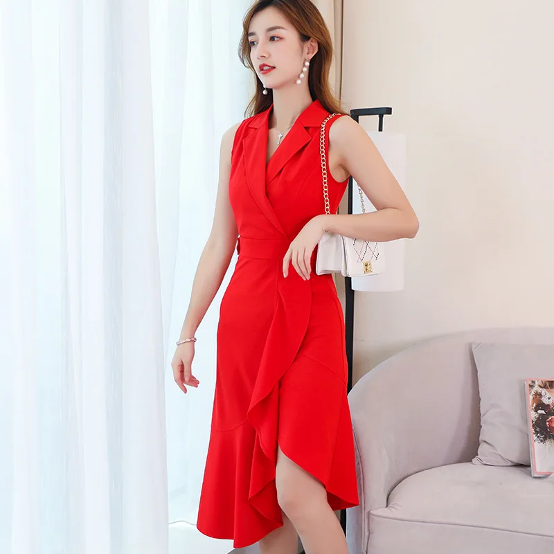 2019 летнее женское платье без рукавов Повседневное черное | Женская одежда