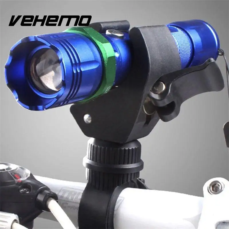 Vehemo универсальный 360_Degree_Rotating велосипедный светодиодный вспышка светильник крепление вспышки Фонарь держатель спереди Светильник Зажим Фонари черный