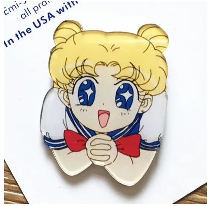 Новое поступление Сейлор Мун 1 шт. значок каваи Харадзюку акриловые Значки для