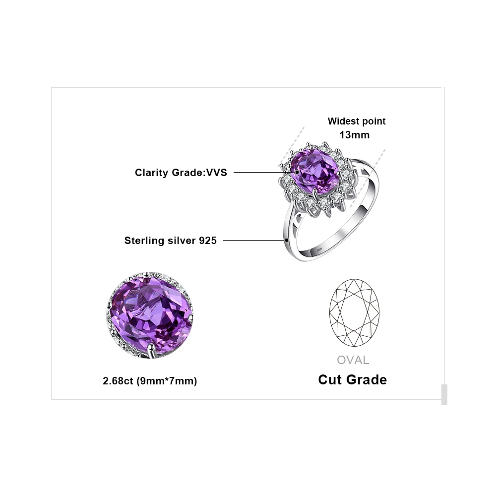 Jewelrypalace Принцесса Диана Уильям Кейт Миддлтон 3.2ct создан Александрит кольцо с сапфиром стерлингового серебра 925 Красивые ювелирные изделия