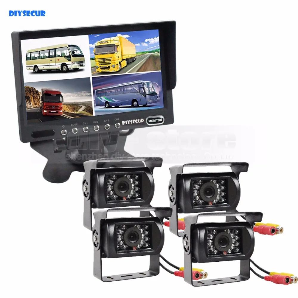 

DIYSECUR 7inch 4 Split QUAD Rear View Monitor Car Monitor +4 x CCD IR Night Vision Rear View Camera Waterproof Monitoring System