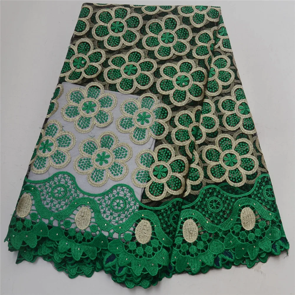 Зеленый сетки французский шнур кружевной ткани с бисером и камнями 2018 вышитый