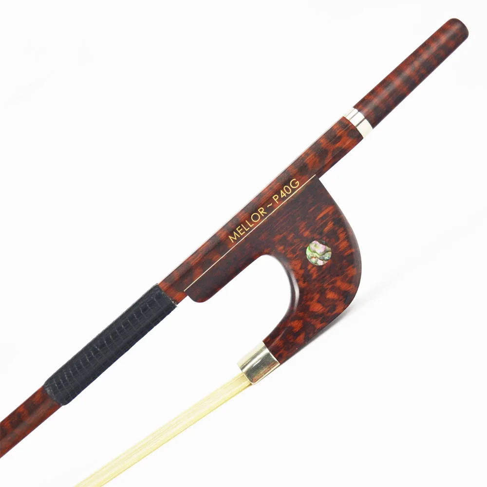 3/4 Size Gorgeous Snakewood German Double Bass Bow Natural Horsehair Professional Level MELLOR P40G Bass Parts Accessories