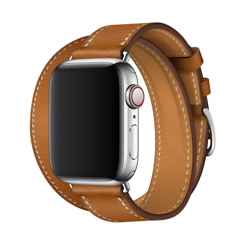 Fauve(Brown) Для Apple Watch Series 4 ремешок из натуральной кожи двойной тур часы ремешок для Apple Series 1 2 3 iWatch часы браслет 40 мм 44 мм - Цвет ремешка: Fauve(Brown)