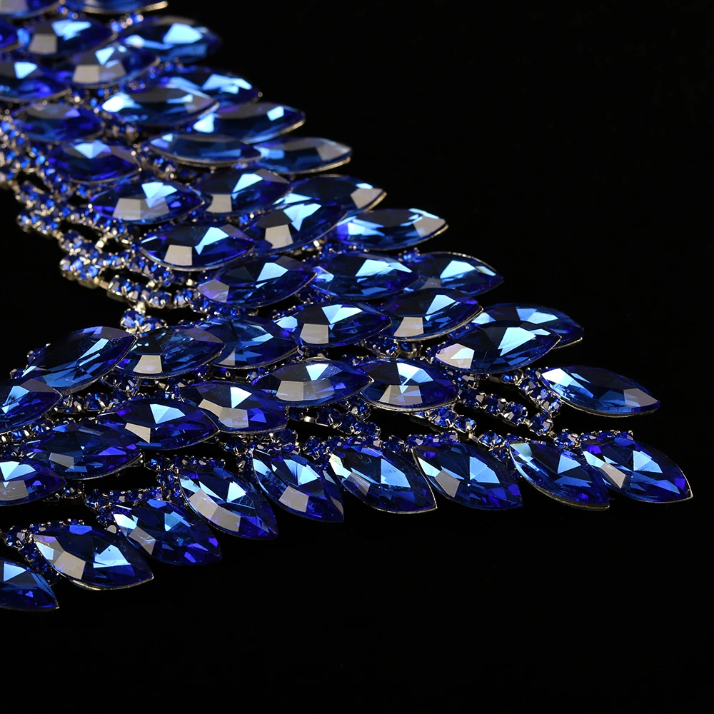 Парабола великолепные роскошные блестящие синие стразы бисер choker ювелирные