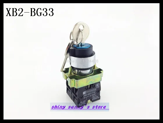 

10Pcs/Lot BG33 XB2-BG33 3 Position 2 NO Normally Open 2N/O Locked Maintained Key Operated Selector Switch