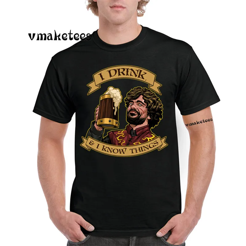 Tyrion Lannister I DRINK AND KNOW THINGS футболка с коротким рукавом Игра престолов GMT564|Мужские