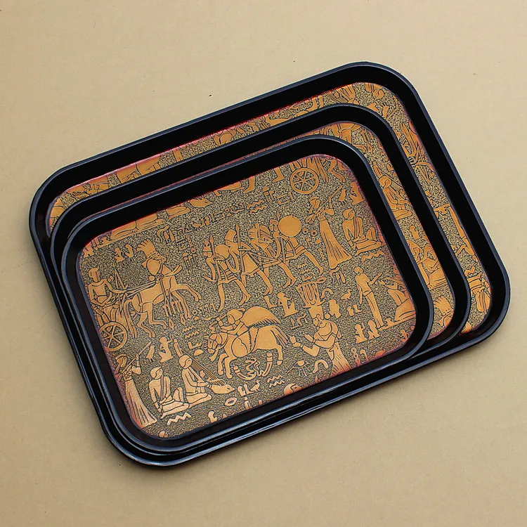 

Non-slip Plastic Rectangular Serving Tray Plate Hotel Guest Wine Tray for Breakfast/Fast Food/Tea