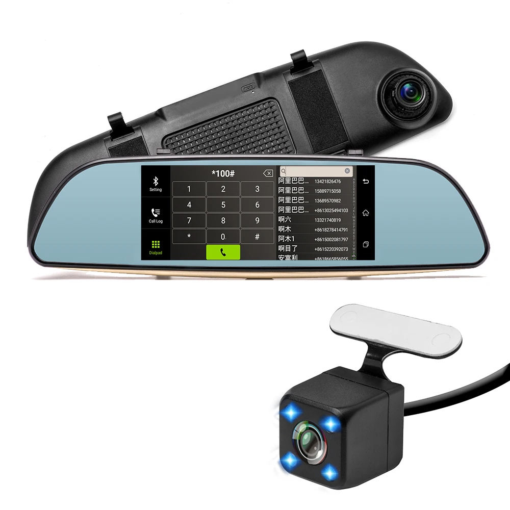 AMPrime Android автомобильный видеорегистратор Dashcam двойная приборная панель камера рекордер сенсорный экран заднего вида gps Bluetooth wifi монитор парковки зеркало