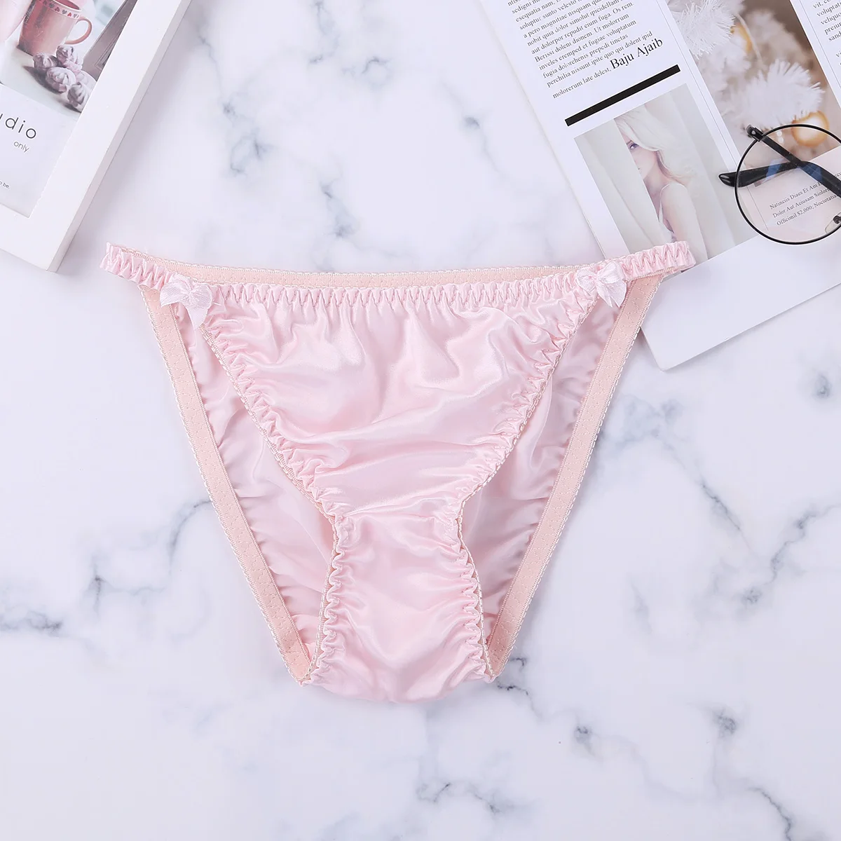 Женские трусы-бикини с заниженной талией трусики со складками по краям