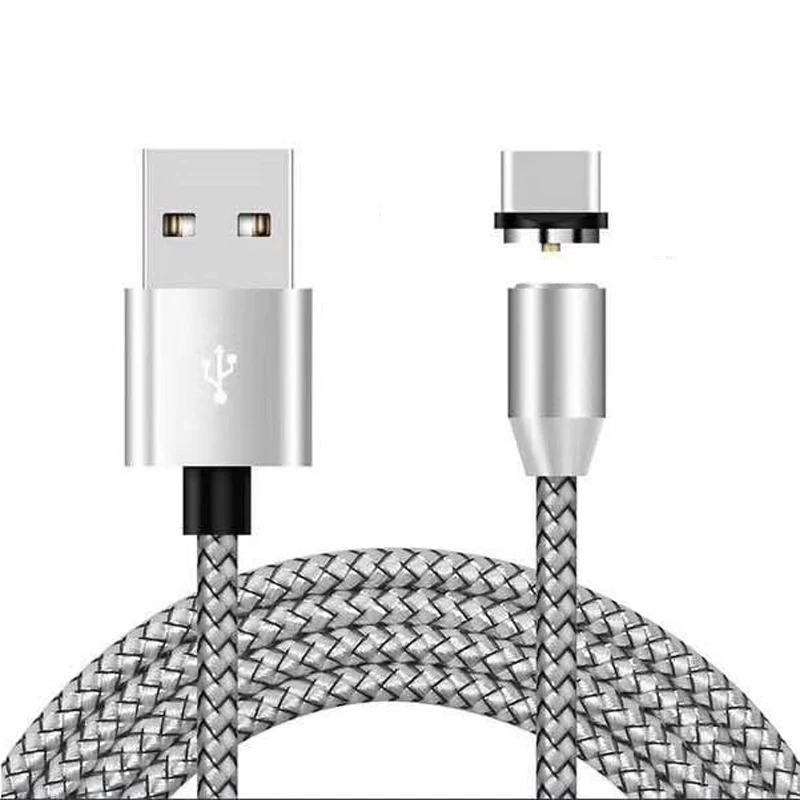 Серебристый Магнитный Micro USB кабель для samsung S10 S9 type-c Зарядка для iPhone 1 м магнитное зарядное устройство usb type C кабели - Цвет: Серебристый