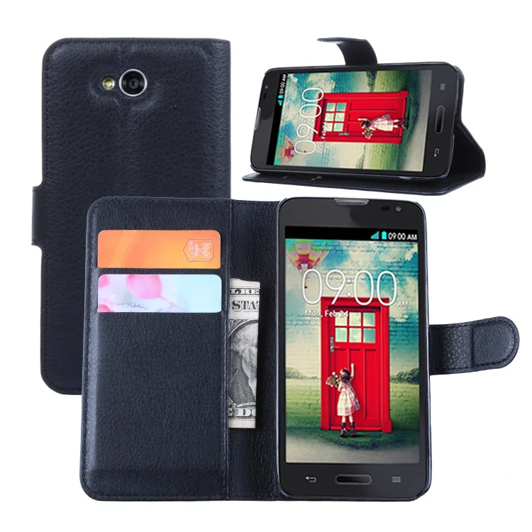 Роскошный кожаный чехол книжка с кошельком личи для LG L Fino L35 L40 L45 L50 L60 L7 II L70 Dual L80 L90